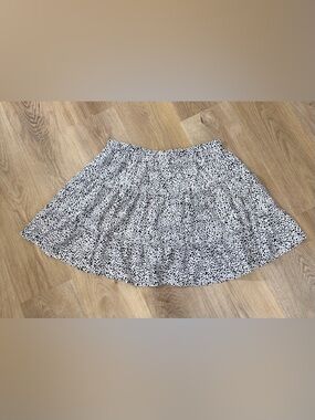 SHEIN White and Black Spot Tiered Circle Skirt